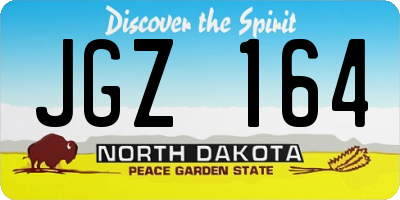 ND license plate JGZ164