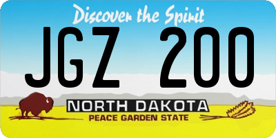 ND license plate JGZ200