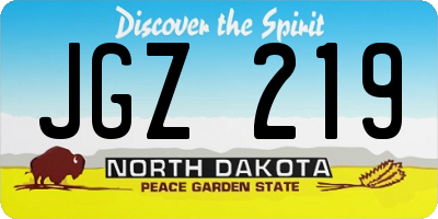 ND license plate JGZ219