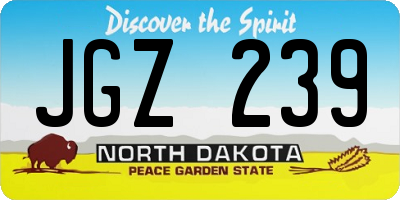 ND license plate JGZ239