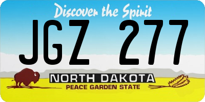 ND license plate JGZ277