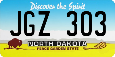 ND license plate JGZ303