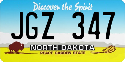 ND license plate JGZ347