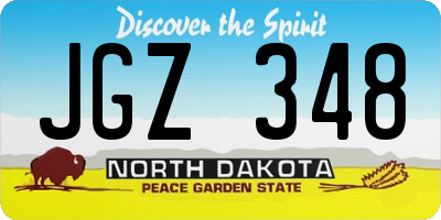 ND license plate JGZ348