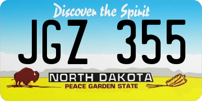 ND license plate JGZ355