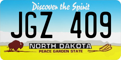 ND license plate JGZ409