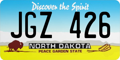 ND license plate JGZ426