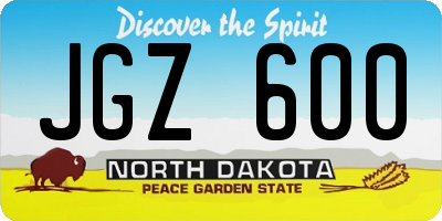 ND license plate JGZ600