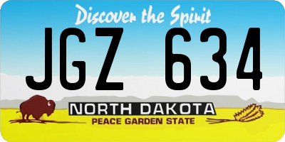 ND license plate JGZ634