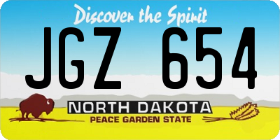 ND license plate JGZ654