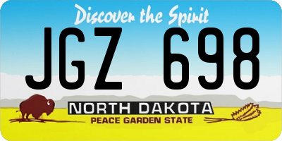 ND license plate JGZ698