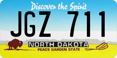 ND license plate JGZ711