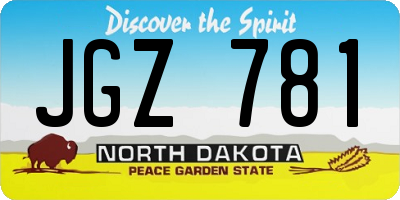 ND license plate JGZ781