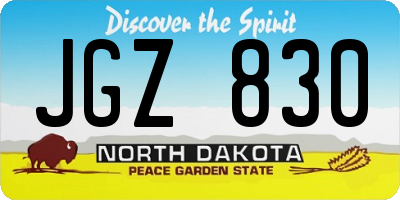 ND license plate JGZ830