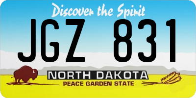 ND license plate JGZ831