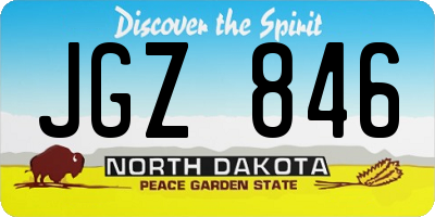 ND license plate JGZ846