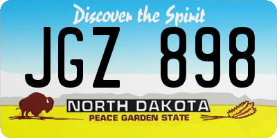 ND license plate JGZ898