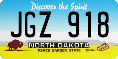 ND license plate JGZ918