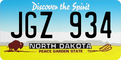 ND license plate JGZ934