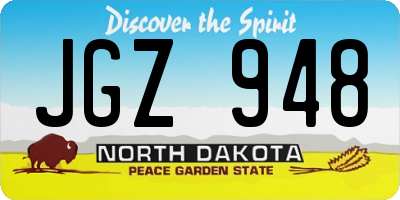 ND license plate JGZ948
