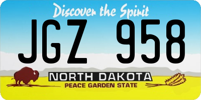 ND license plate JGZ958