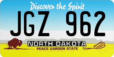 ND license plate JGZ962