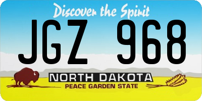 ND license plate JGZ968