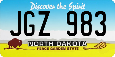 ND license plate JGZ983