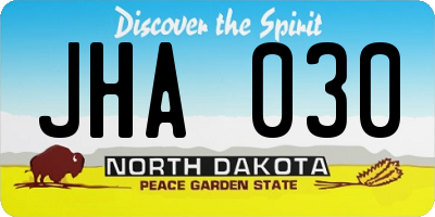 ND license plate JHA030