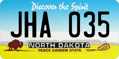 ND license plate JHA035