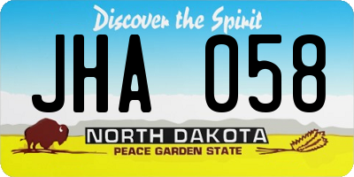 ND license plate JHA058