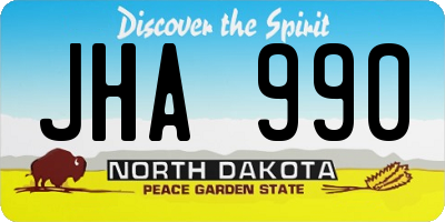ND license plate JHA990