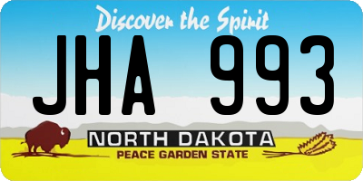 ND license plate JHA993