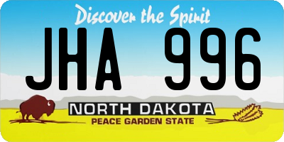 ND license plate JHA996