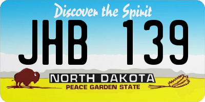 ND license plate JHB139