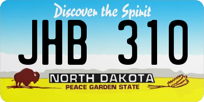 ND license plate JHB310