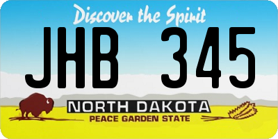 ND license plate JHB345