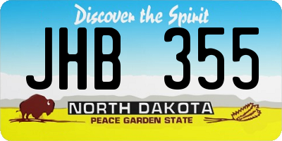 ND license plate JHB355