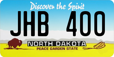 ND license plate JHB400