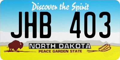 ND license plate JHB403