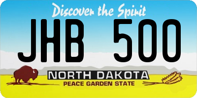 ND license plate JHB500