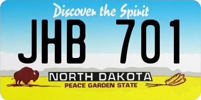 ND license plate JHB701