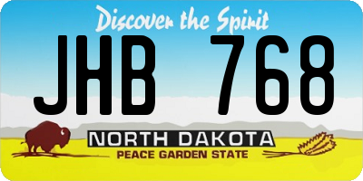 ND license plate JHB768