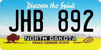ND license plate JHB892