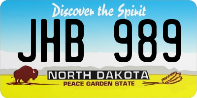 ND license plate JHB989