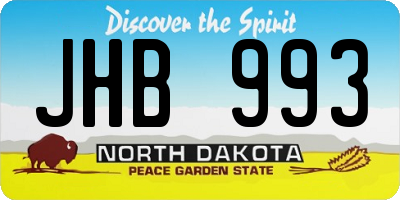 ND license plate JHB993