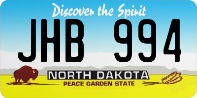 ND license plate JHB994