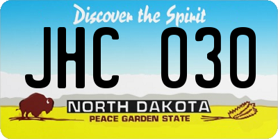 ND license plate JHC030
