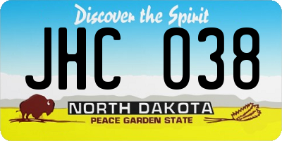 ND license plate JHC038