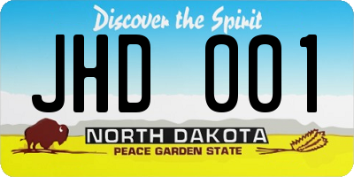 ND license plate JHD001